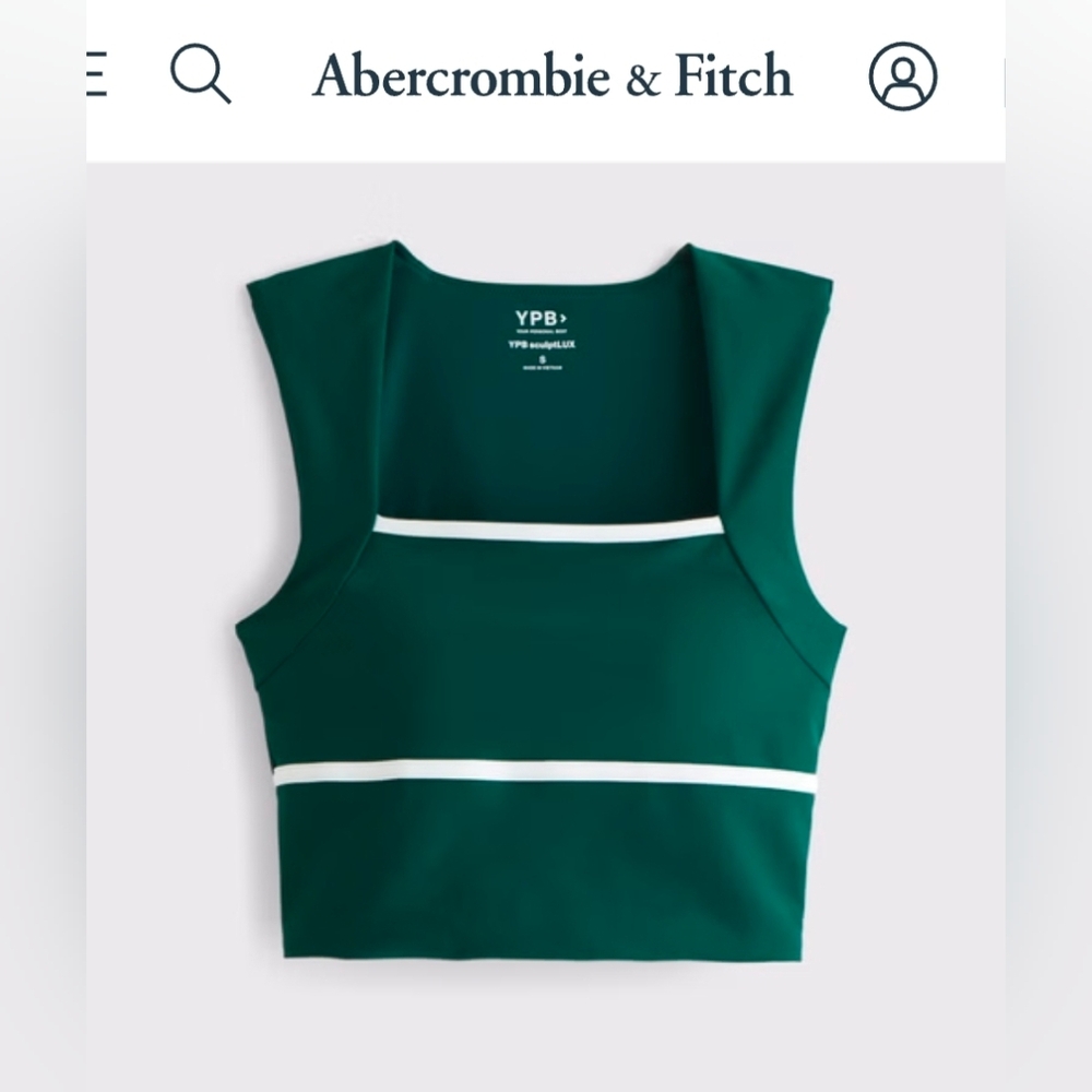 Abercrombie & Fitch Emerald Green Crop Top with White Stripes